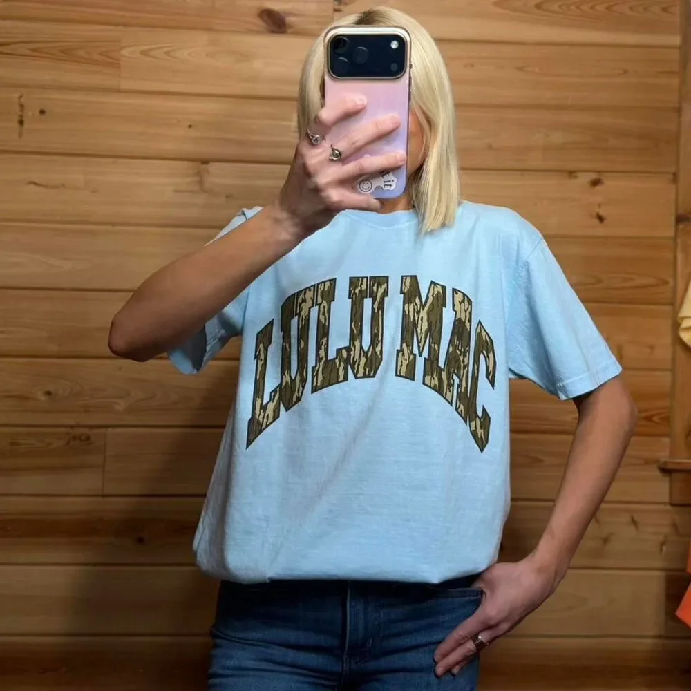 blue camo lulu mac t shirt nwt - Picture 2 of 2
